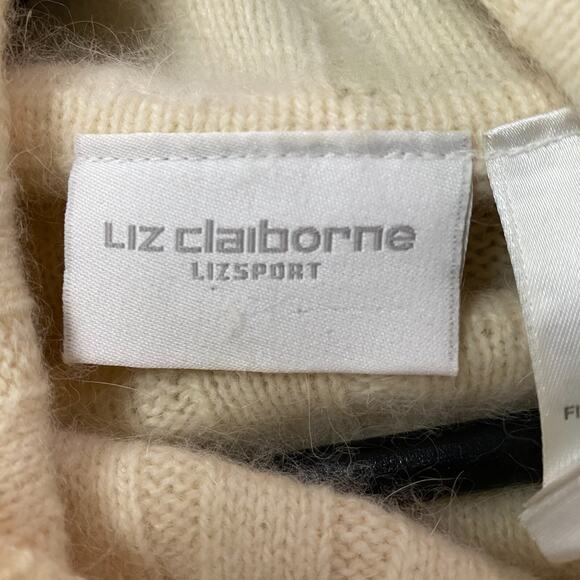 Liz Claiborne Sweater Women M Turtleneck Cream Rabbit Hair Wool Blend Soft Cozy - Picture 11 of 16